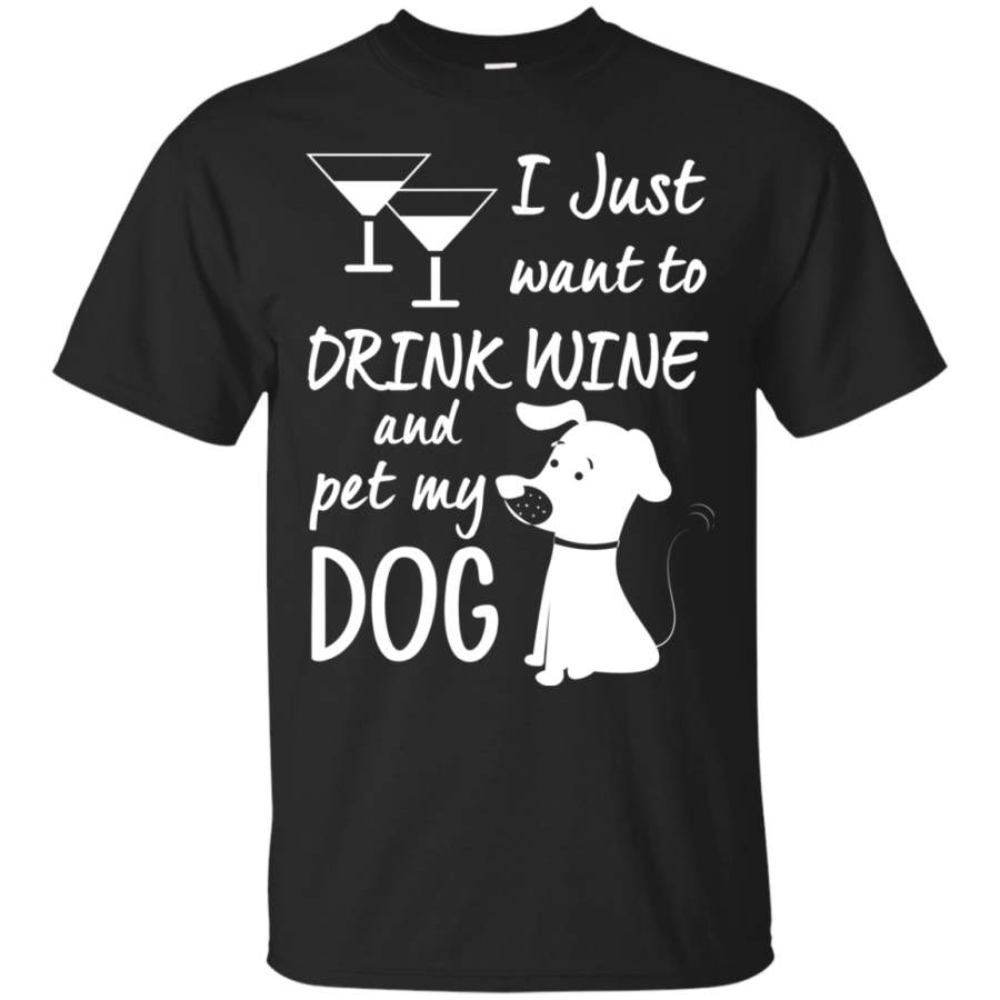 AGR NewmeUp Men’s Dog Shirts I Just Want to Drink Wine and Pet My Dog Tshirts