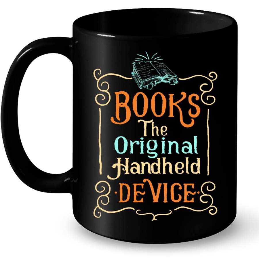 Books The Original Handheld Device Classic Vintage B  – Full-Wrap Coffee Black Mug