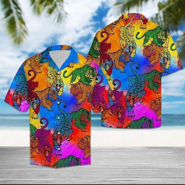 Beach Shirt Felacia [Hawaii Shirt] Amazing Tiger -Zx16537