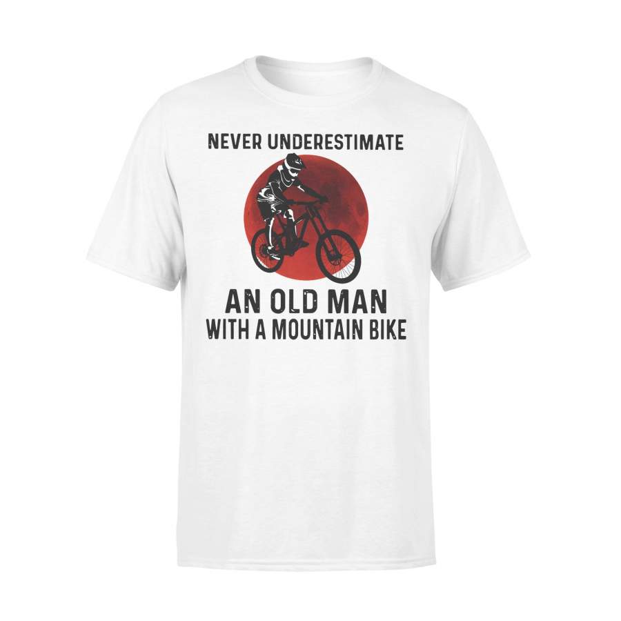 Never Underestimate An Old Man With A Mountain Bike Blood Moon T-shirt