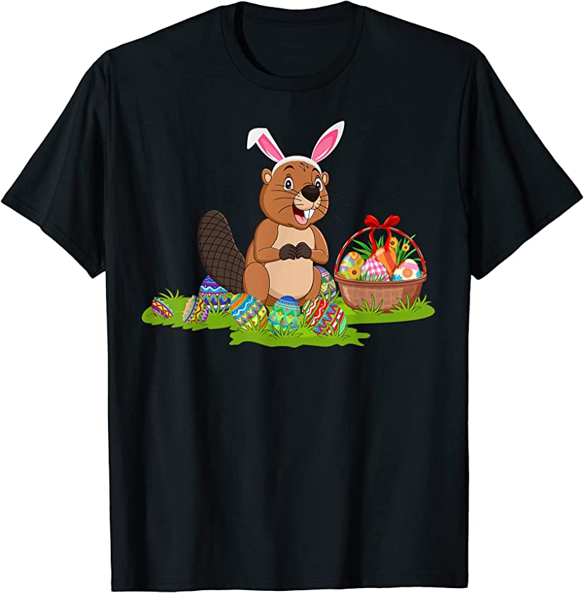 Beaver Easter Egg Hunting Bunny Beaver Easter Sunday T-Shirt