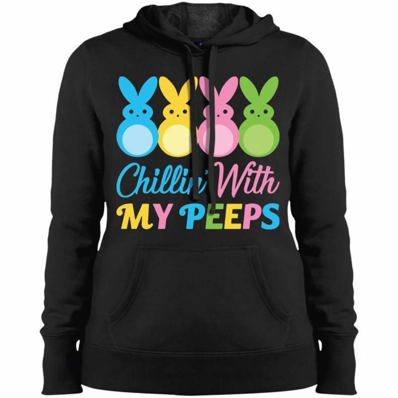 Bunny Easter Chillin With My Peeps Women Hooded Sweatshirt