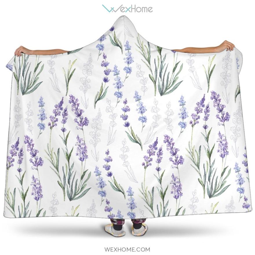 Hand Painting Watercolor Lavender Hooded Blanket