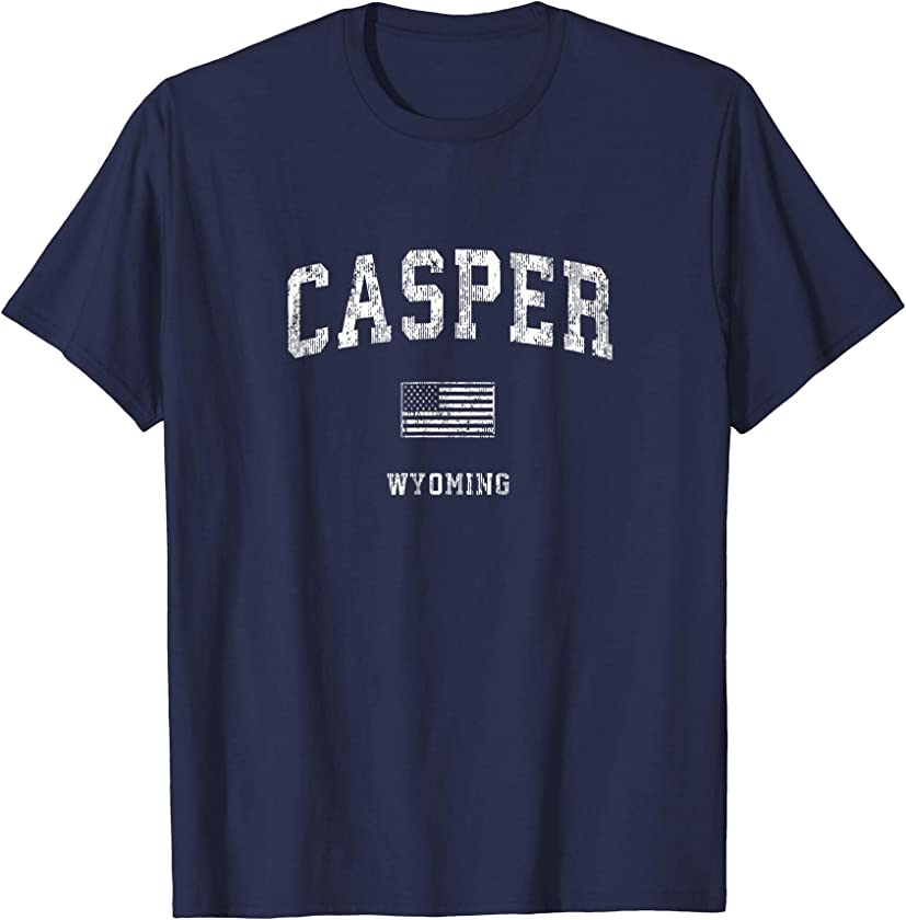 Casper Wyoming WY T-Shirt Vintage American Flag Tee