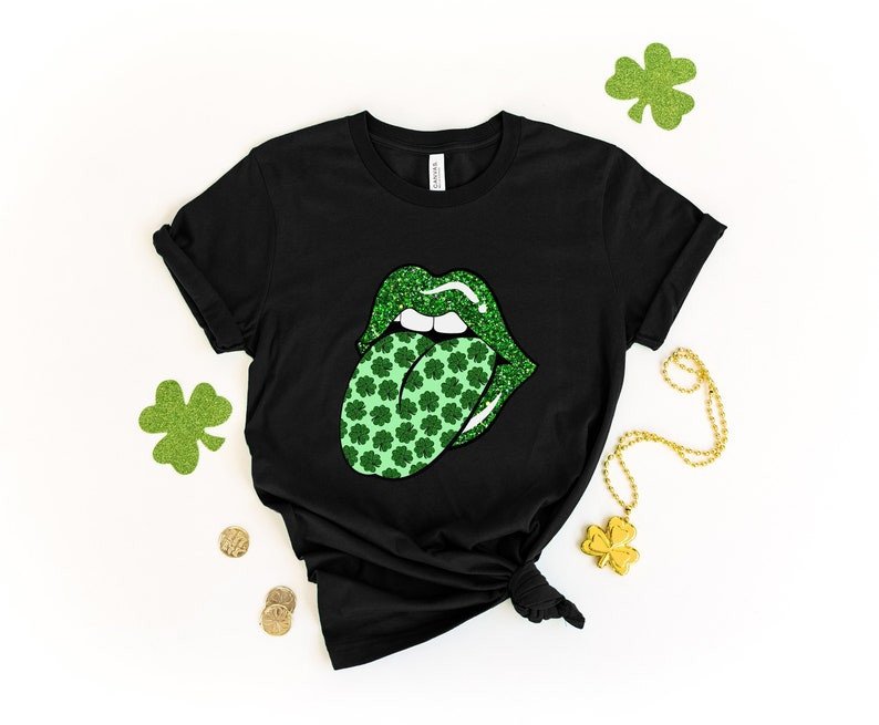 Shamrock Lips Shirt, St. Patrick'S Day Shirt, Cute St Patricks Day Tee, Lips Tongue Shirt, Cute Patrick'S Day Gift