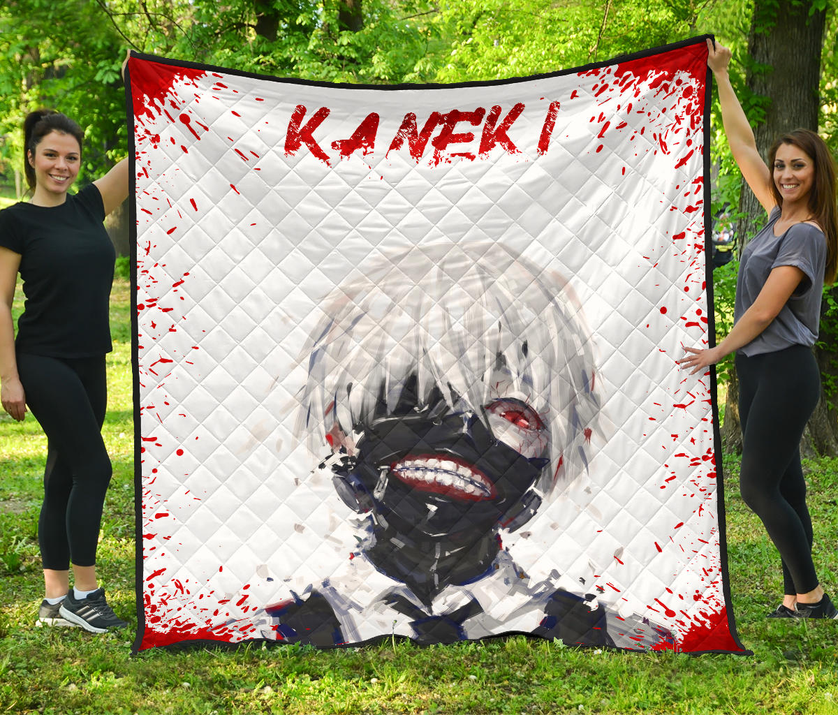 Tokyo Ghoul Anime Premium Quilt – Scary Ken Kaneki Watercolor Drawing Quilt Blanket