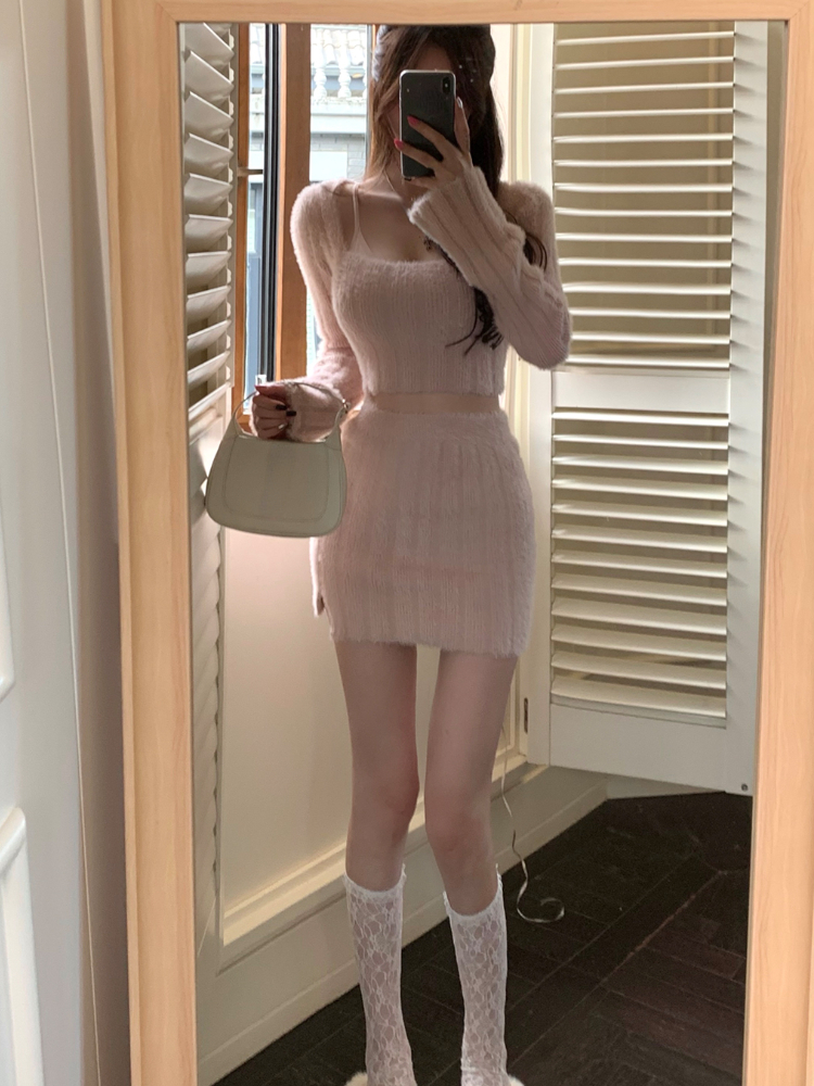 2022 Autumn Sweater Knitted Suits Female Elegant 2 Piece Dress Korean Fashion Even Party Y2k Mini Dress Office Lady Short Skirts alx