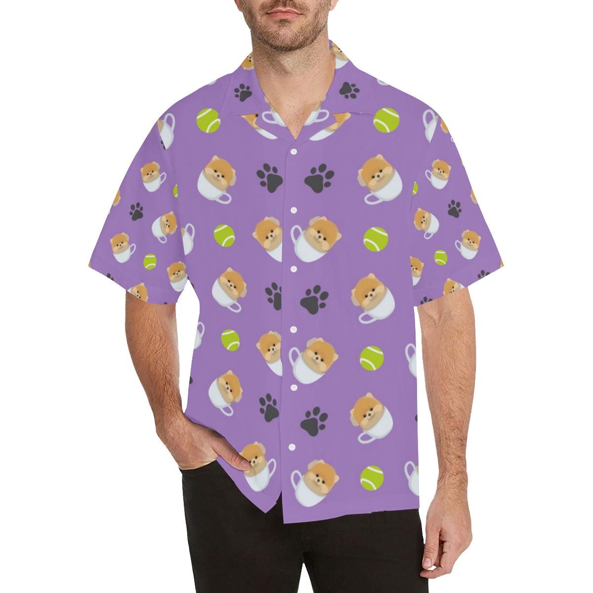 Pomeranian In Cup Pattern All Over Print Hawaii Shirt Ha80928