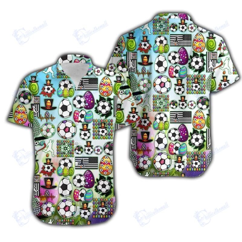 Soccer Hawaiian Aloha Shirts Bunny Eggs Happy Easter Day