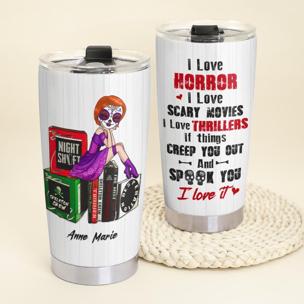 Personalized Halloween Gift Tumbler Ideas For Book Lover, Book Worm, Just A Girl Who Loves Horror Books – Custom 20Oz Stainless Steel Tumbler