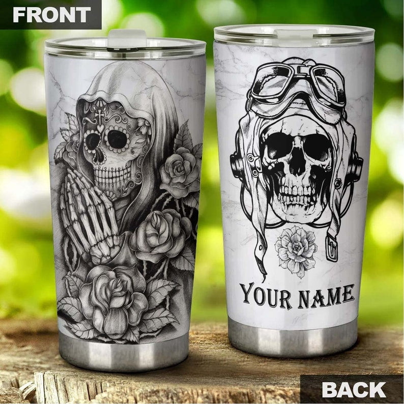 Skull Pilot Skull Prayer Personalized Fancy Unique Tumbler-Skull Tumbler-Skull Birthday Gift Christmas Gift For Her For Him