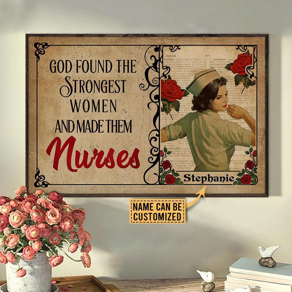 Aeticon Gifts Personalized Nurse The Strongest Women Canvas Mom Dad Gift Home Decor