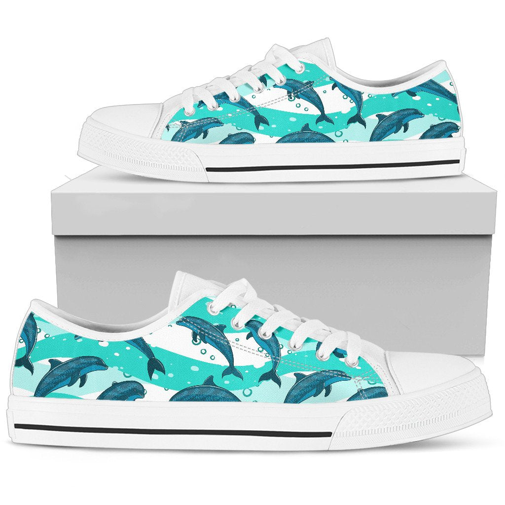 Dolphin Design Print Pattern Women Low Top Shoes