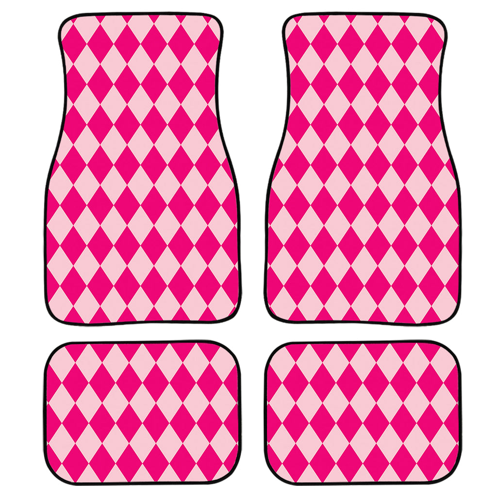 Pink Harlequin Pattern Print Front And Back Car Floor Mats, Front Car Mat