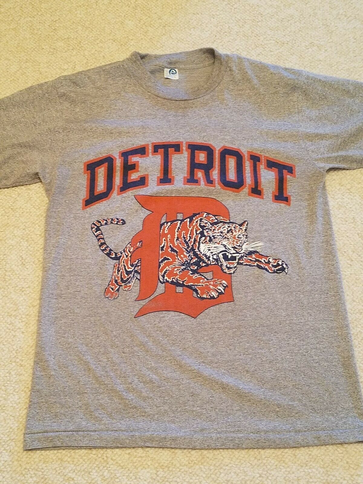 Vintage Detroit Tigers Artex Shirt 50 50 Cotton Poly Gray Good Condition