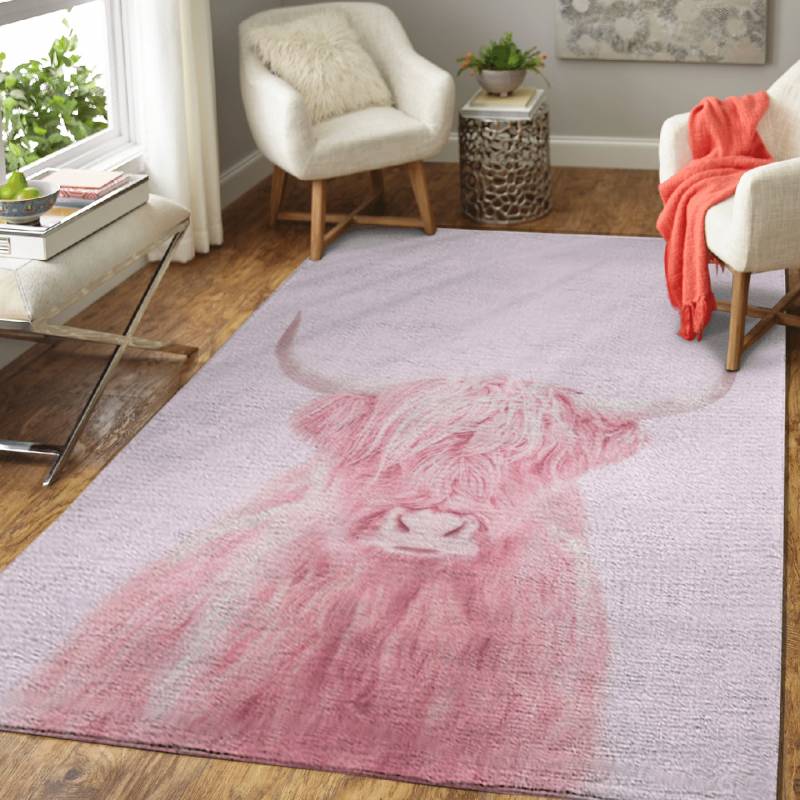 Pink Highland Cow – Animals Area Rug Carpet