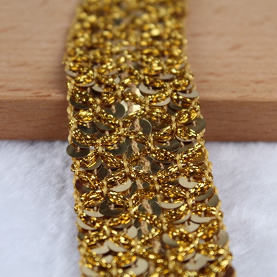 10yard sequins african lace fabric ribbon wedding decoration trim DIY Lace band 3.5cm 5rows of beaded fish scales with sparkling alx