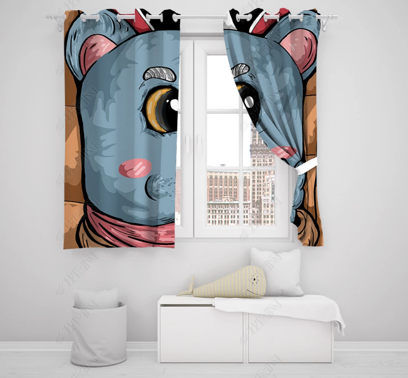 3D Hand Drawn Animal Mouse Curtains And Drapes Lqh 187