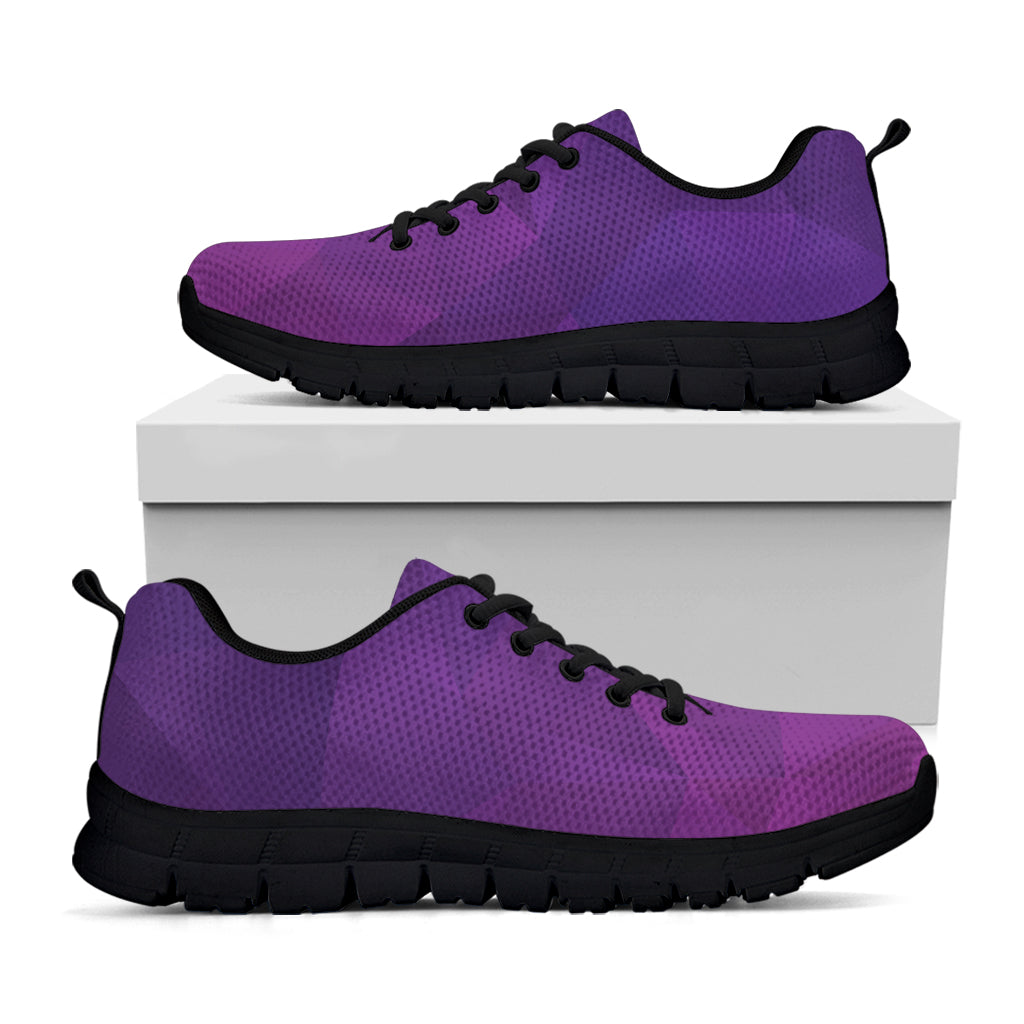 Violet Polygonal Geometric Print Black Sneakers