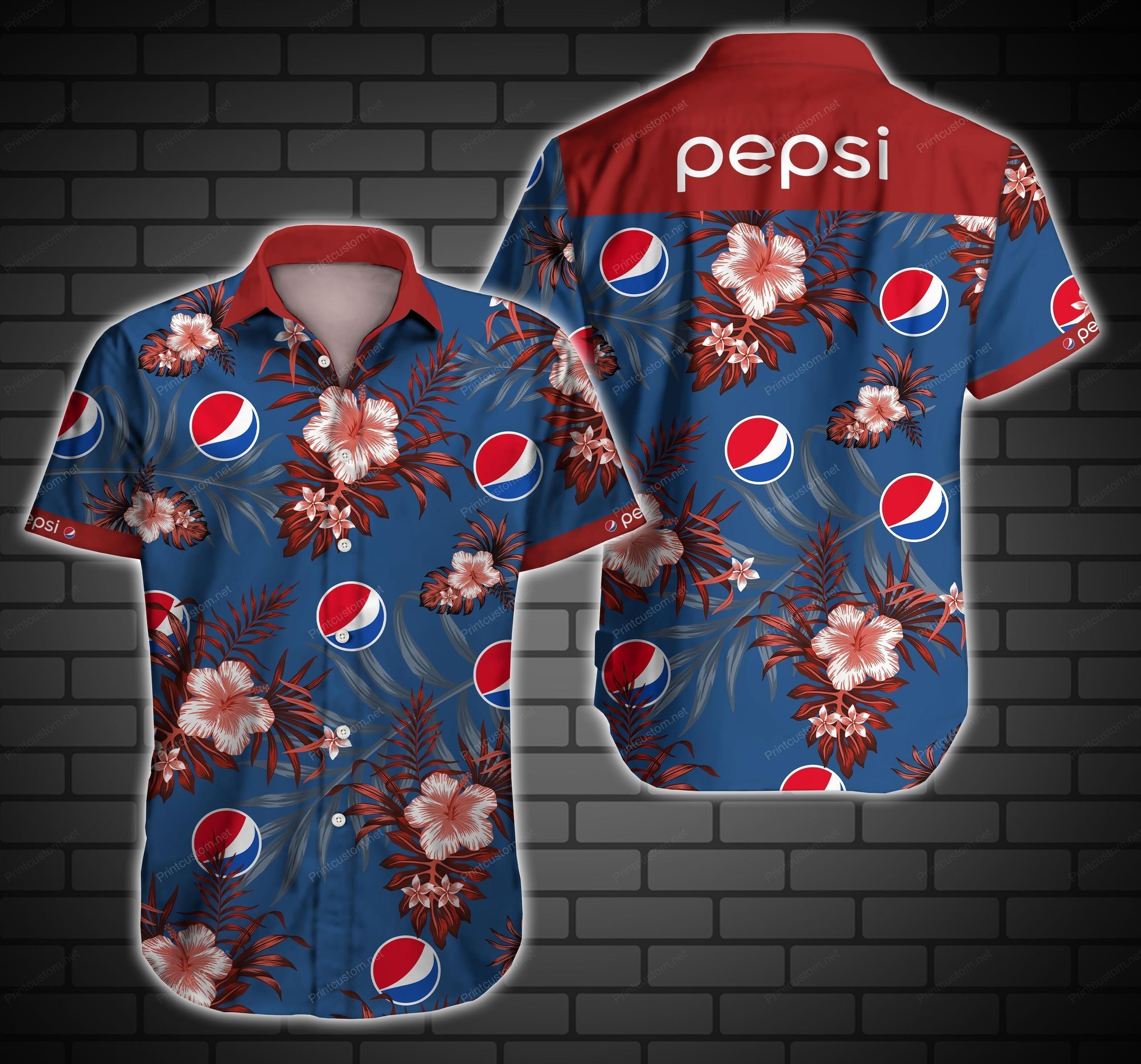 Pepsi Logo Hawaiian Shirt 2 Summer Button Up For Men Beach Wear Short Sleeve Hawaiian Ha97359