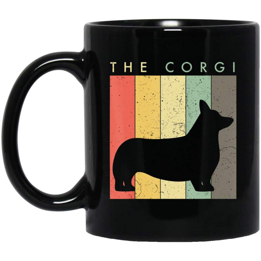 Corgi Dog Retro Vintage Style Black Mug Pet Owner, Dog Dad Mom Lover, Best Friends Gifts Funny Sayings Slogan Cute