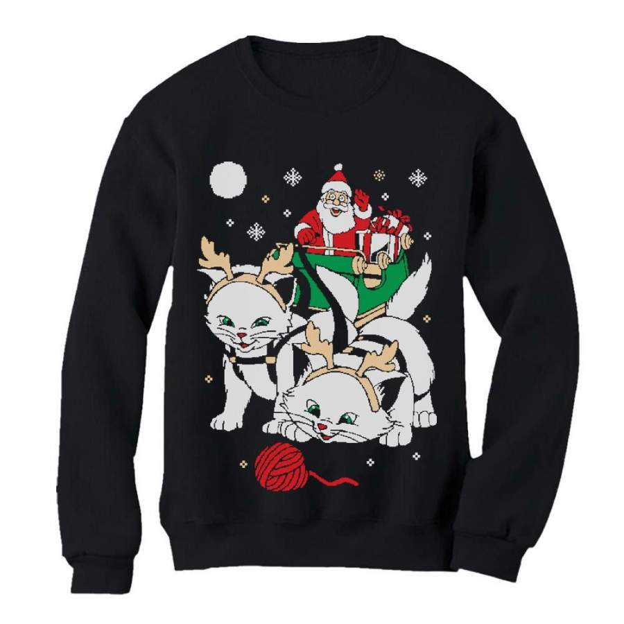 Cats Santa Ride Kittens Ugly Christmas Women Sweatshirt