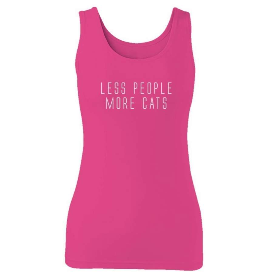 Less People More Cats Funny Cat Animal Lover Kitten Owner Woman’s Tank Top