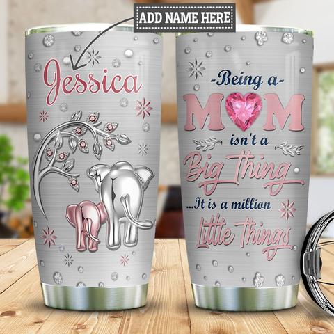 Personalized Elephant Mom Jewelry Style Stainless Steel Tumbler, Personalized Tumblers, Tumbler Cups, Custom Tumblers