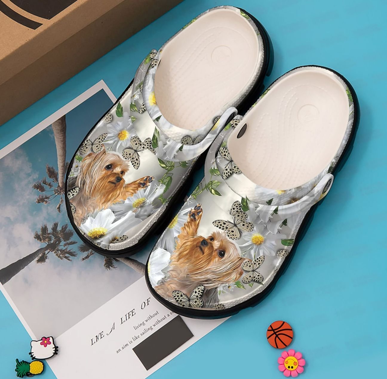 Yorkie Personalized Clog, Custom Name, Text, Color, Number Fashion Style For Women, Men, Kid, Print 3D Butterfly Yorkie