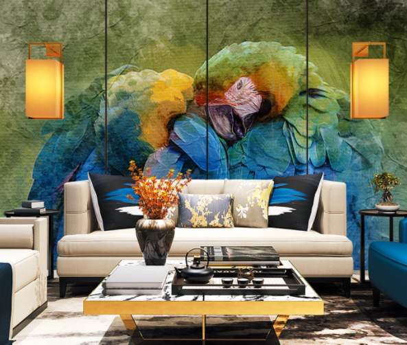 3D Watercolor Animal Parrot Wall Mural Wallpaper Lqh 298