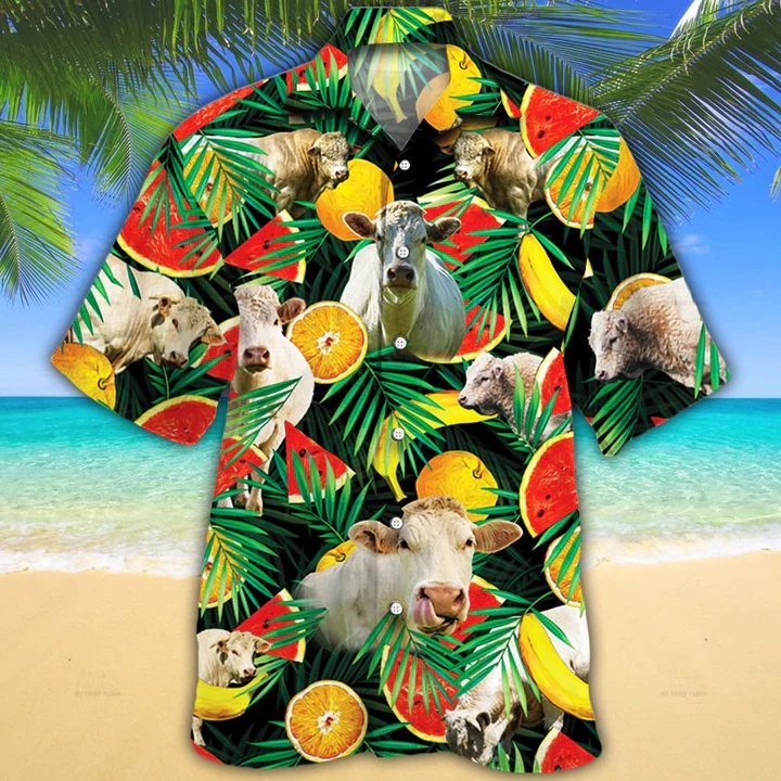 Charolais Cattle Lovers Tropical Fruits Hawaii Cow Aloha Gift For Ha98702