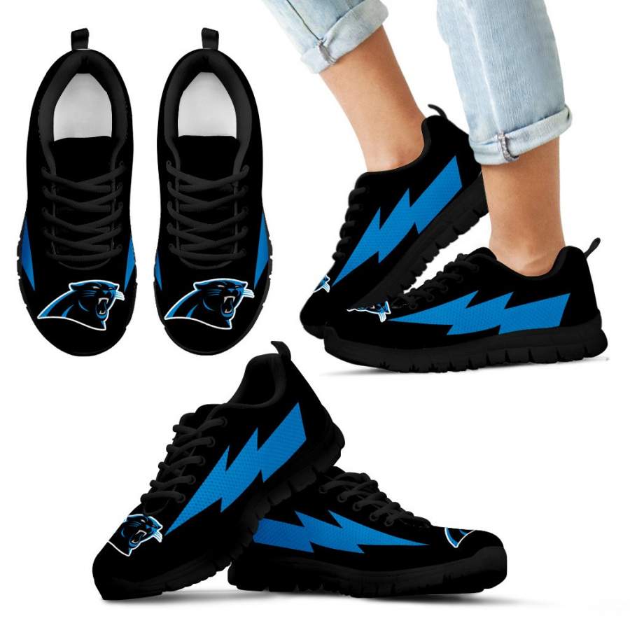 Interesting Carolina Panthers Sneakers Thunder Lightning Amazing Logo