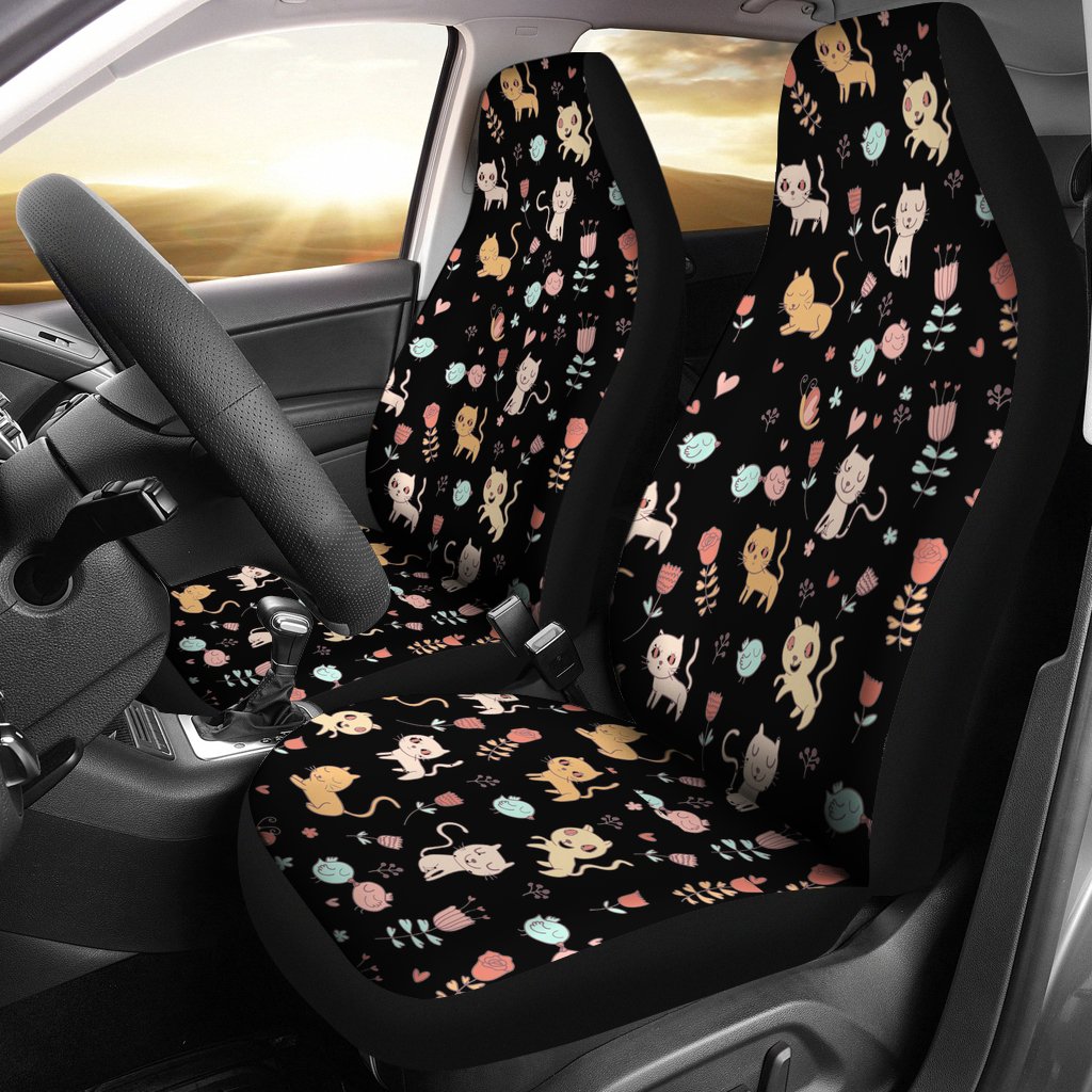 Best Cat Kitten Pattern Premium Custom Car Seat Covers Decor Protector