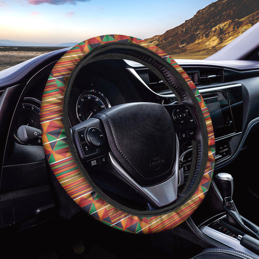 Kente Pattern Print Car Steering Wheel Cover