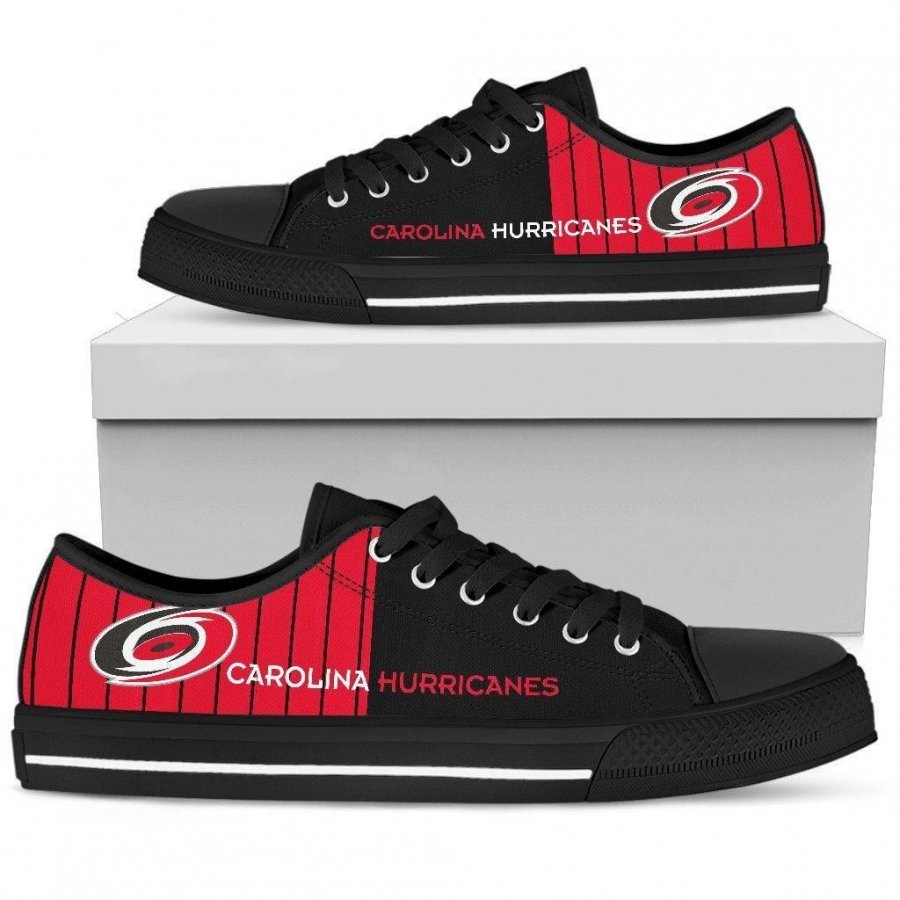 Cool Simple Design Vertical Stripes Carolina Hurricanes Low Top Shoes #160