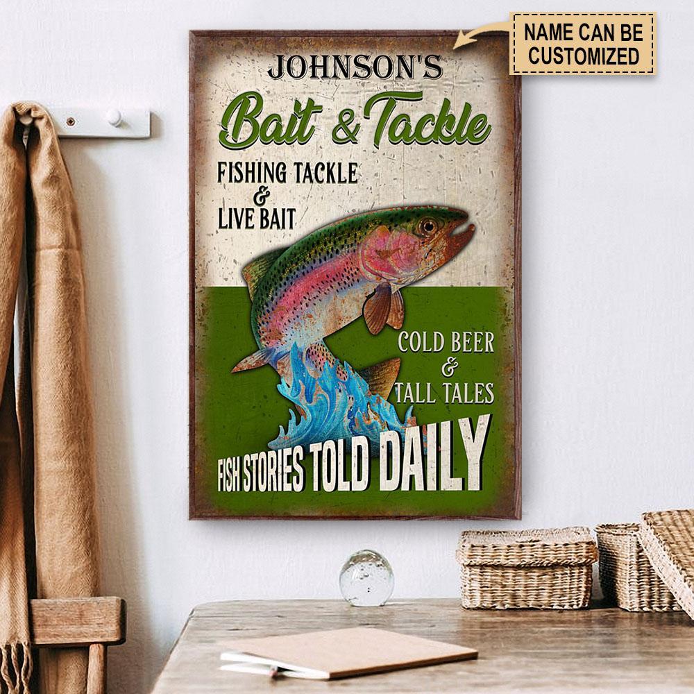 Aeticon Gifts Personalized Fishing Bait And Tackle Canvas Mom Dad Gift Home Decor