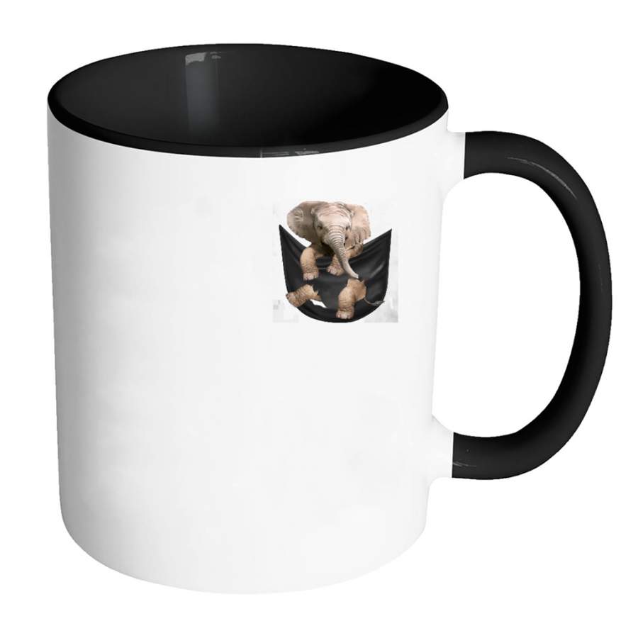 In Pocket, Elephant In Pocket – Full-Wrap Coffee Colors Accent Mug