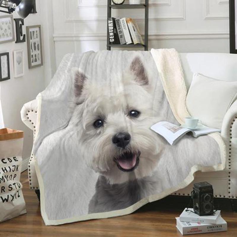 West Highland White Terrier Dog Portrait Fur Printed Blanket Westie Blanket