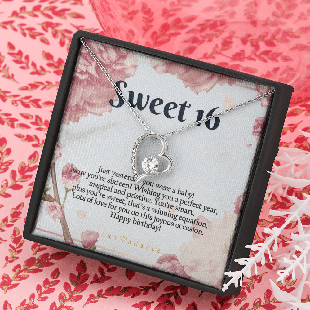 Sweet 16 Gift For Girl, Interlocking Heart Necklace, 16Th Birthday Gift Girl, Sweet Sixteen Necklace, Jewelry For 16Th, Sweet Sixteen Birthday Jewelry Gift For Daughter, Niece, Bff, Quinceañera