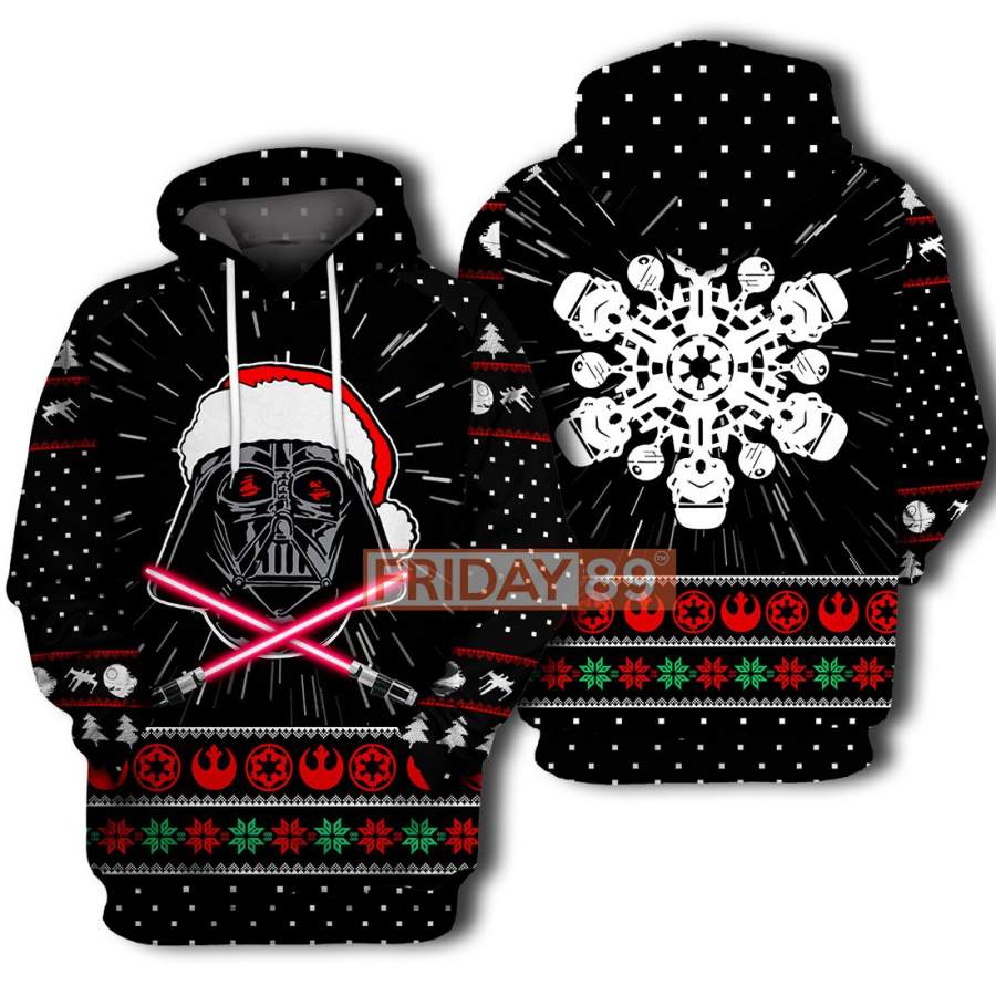SW Santa D.Vader And Stormtrooper Christmas Snowflake  Hoodie