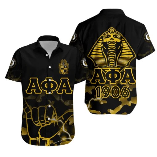 Alpha Phi Alpha Fraternity Camouflage Half Hand Sign Hawaiian Shirt For Hot Summer