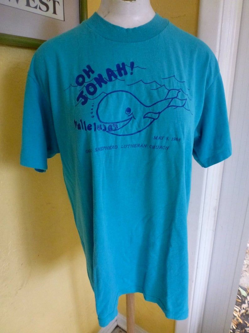 Jonah And The Whale 1988 Blue Vintage Tee   T Shirt