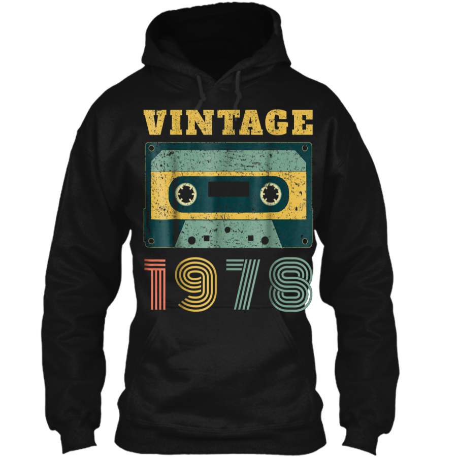 40th Birthday Gift Vintage 1978 Year Old Mixtape  Pullover Hoodie 8 oz