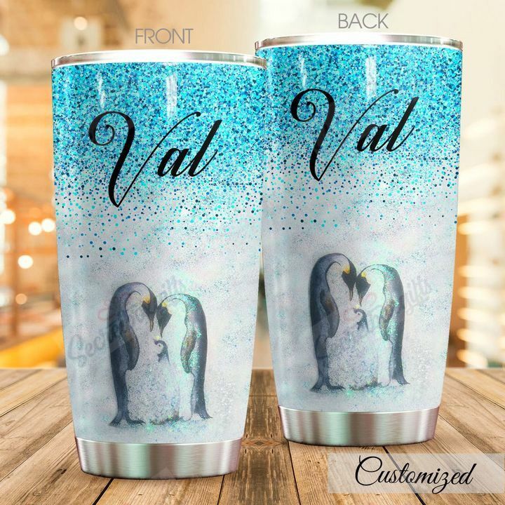 Personalized Penguin Family Kc0310E34Cl Stainless Steel Tumbler Travel Customize Name, Text, Number, Image