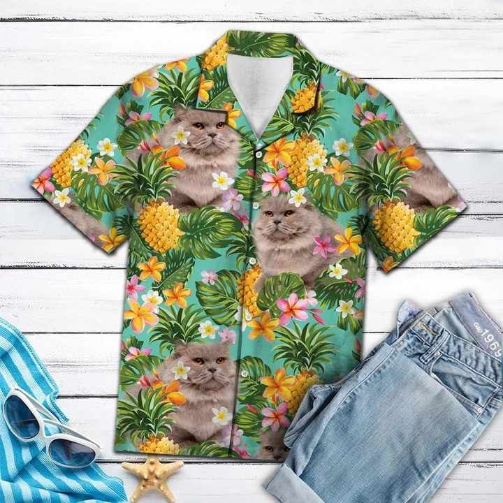 Beautiful Tropical Pineapple Mix British Longhair Print Hawaii Shirt Ha27254