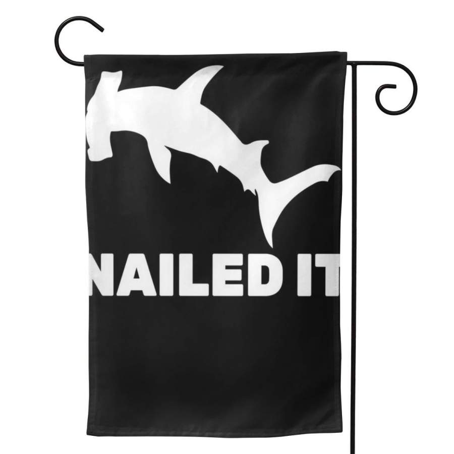 2 Pcs Garden Flag Nailed It Hammerhead Shark Horizontal Poster 12.5″x18″ -Mothers Day, Birthday Gifts for Mom, Dad, Wife, Husband, Daughters, Grandma, Friends