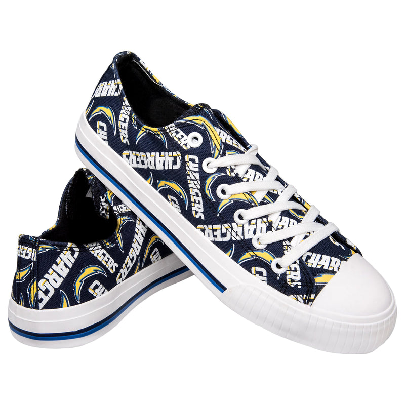 Los Angeles Chargers NFL Womens Low Top Repeat Print Canvas Shoes