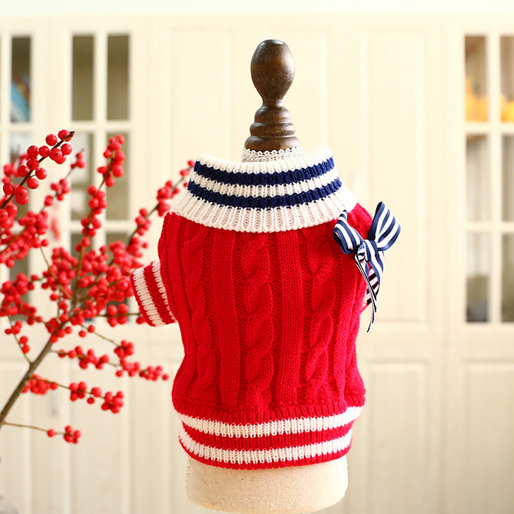 Small Dog Cat Knited Sweater Jumper with Bow Design Puppy Hoodie Winter Warm Clothes Apparel alx