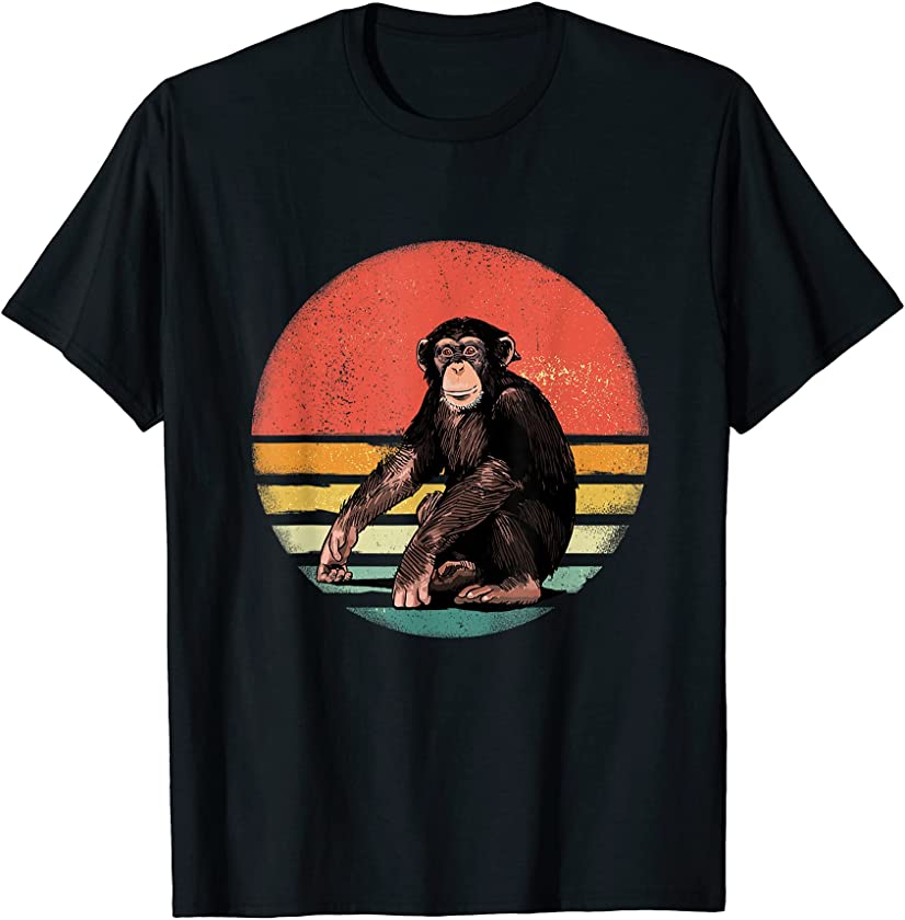 Retro Vintage Chimpanzee Monkey Wild Forest Animal T-Shirt