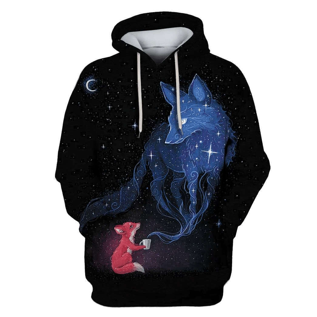 Flowermoonz Fox In Galaxy Background Custom T-Shirt – Hoodies Apparel